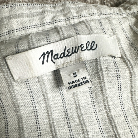 Madewell Cotton Striped V Neck Pullover Tunic Grey Size Small S - Picture 5 of 10
